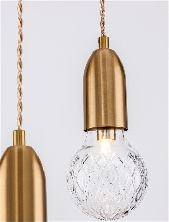 VEDA Brass Metal & Clear Glass LED G9 3x6 Watt 230 Volt IP20 Bulb Excluded D: 30 H: 150 cm Adjustable height