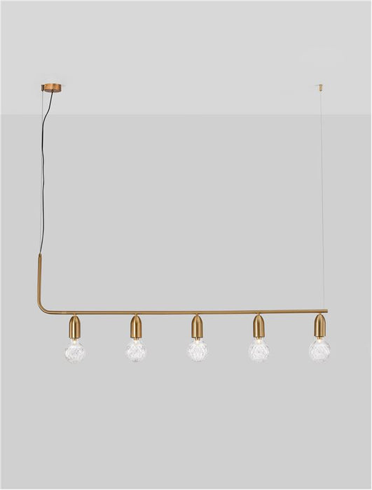 VEDA Brass Metal & Clear Glass LED G9 5x6 Watt 230 Volt IP20 Bulb Excluded L: 128 W: 10 H: 120 cm Adjustable height