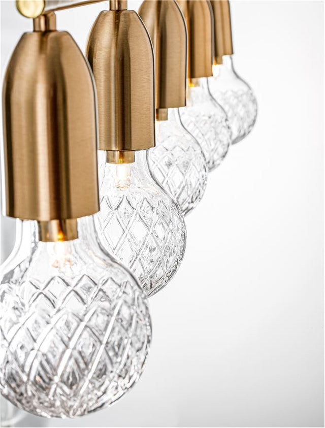 VEDA Brass Metal & Clear Glass LED G9 5x6 Watt 230 Volt IP20 Bulb Excluded L: 128 W: 10 H: 120 cm Adjustable height