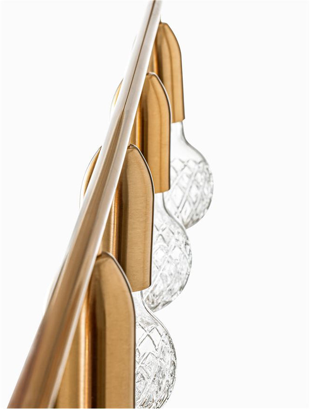 VEDA Brass Metal & Clear Glass LED G9 5x6 Watt 230 Volt IP20 Bulb Excluded L: 128 W: 10 H: 120 cm Adjustable height
