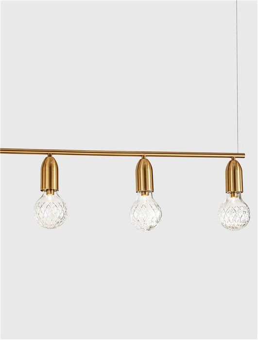 VEDA Brass Metal & Clear Glass LED G9 5x6 Watt 230 Volt IP20 Bulb Excluded L: 128 W: 10 H: 120 cm Adjustable height