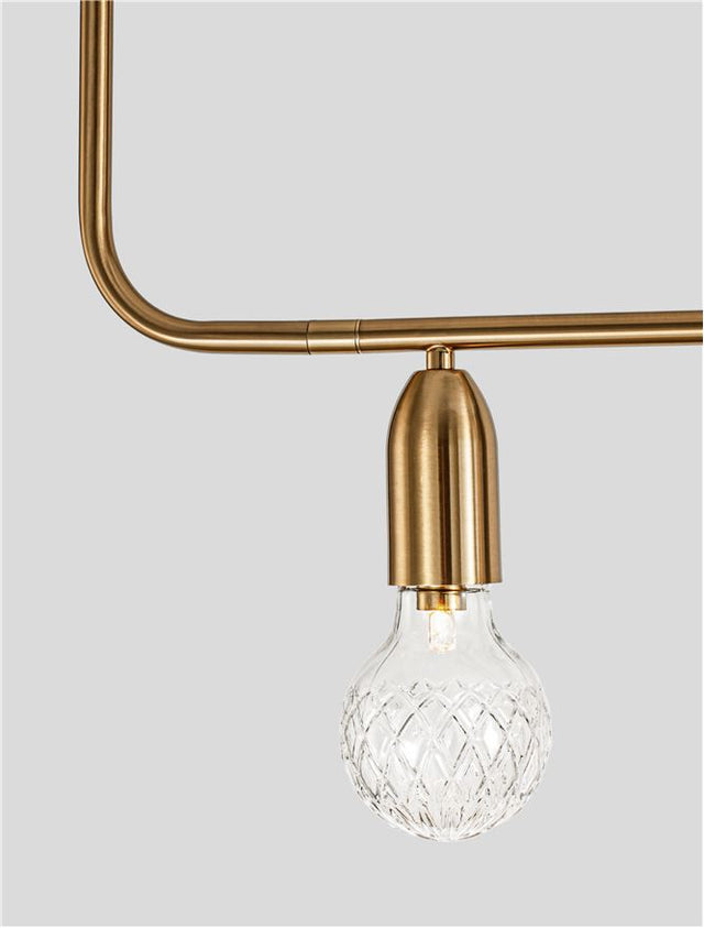 VEDA Brass Metal & Clear Glass LED G9 5x6 Watt 230 Volt IP20 Bulb Excluded L: 128 W: 10 H: 120 cm Adjustable height