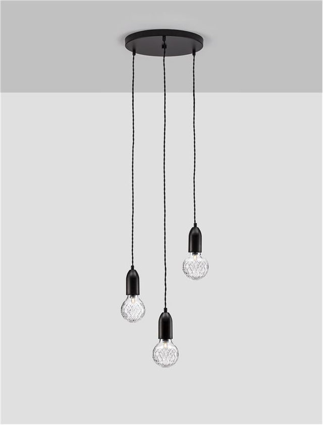 VEDA Black Metal & Clear Glass LED G9 3x6 Watt 230 Volt IP20 Bulb Excluded D: 30 H: 150 cm Adjustable height