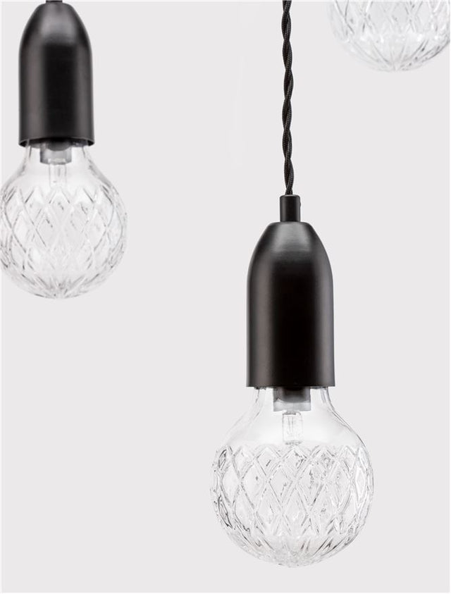 VEDA Black Metal & Clear Glass LED G9 3x6 Watt 230 Volt IP20 Bulb Excluded D: 30 H: 150 cm Adjustable height