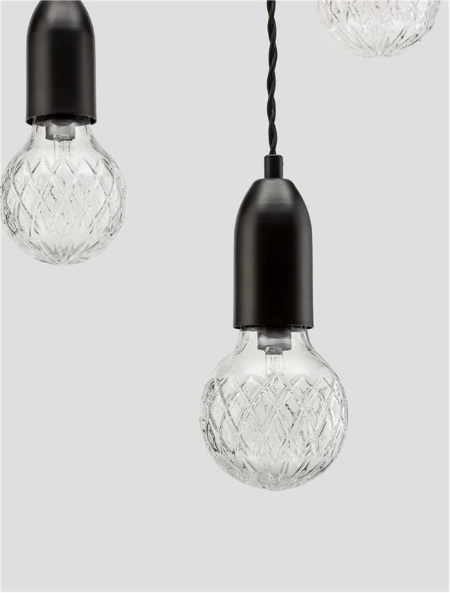 VEDA Black Metal & Clear Glass LED G9 3x6 Watt 230 Volt IP20 Bulb Excluded D: 30 H: 150 cm Adjustable height