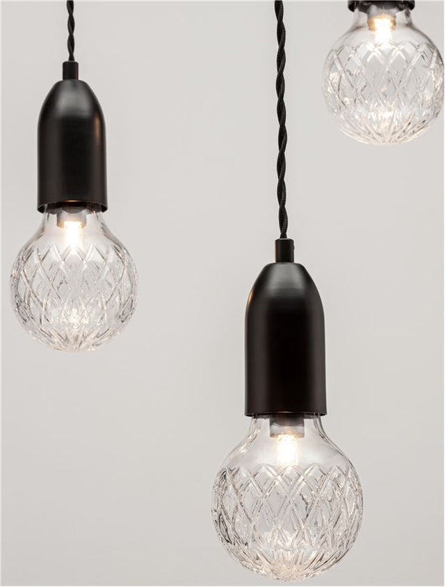 VEDA Black Metal & Clear Glass LED G9 3x6 Watt 230 Volt IP20 Bulb Excluded D: 30 H: 150 cm Adjustable height