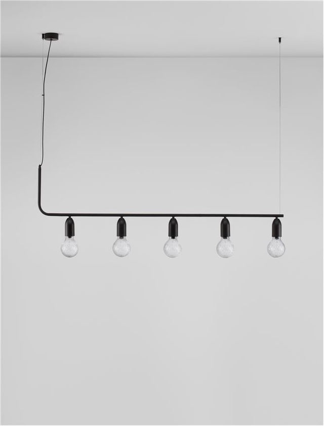 VEDA Black Metal & Clear Glass LED G9 5x6 Watt 230 Volt IP20 Bulb Excluded L: 128 W: 10 H: 120 cm Adjustable height