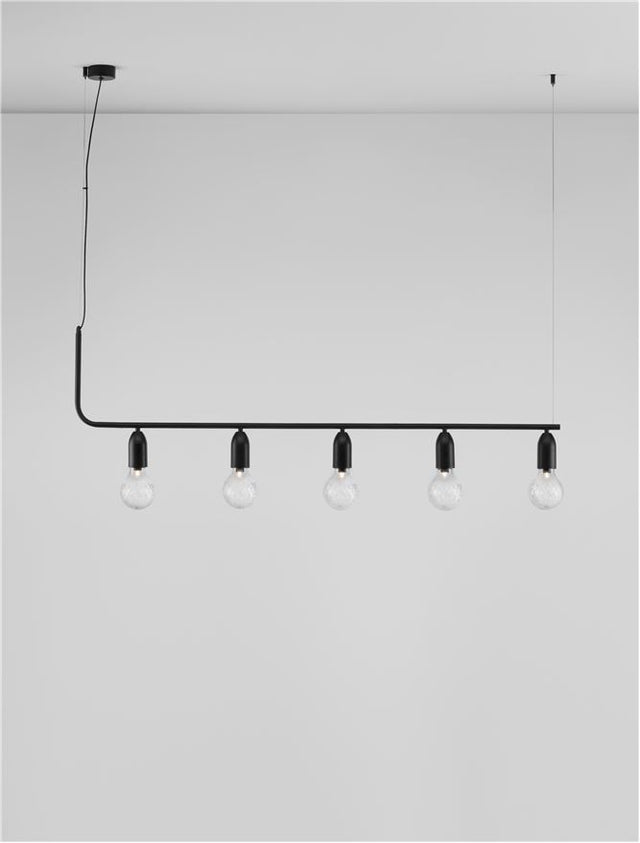VEDA Black Metal & Clear Glass LED G9 5x6 Watt 230 Volt IP20 Bulb Excluded L: 128 W: 10 H: 120 cm Adjustable height