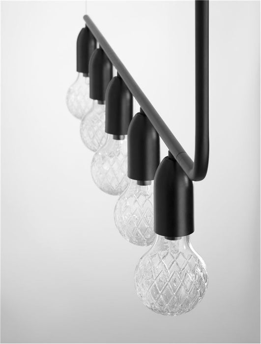 VEDA Black Metal & Clear Glass LED G9 5x6 Watt 230 Volt IP20 Bulb Excluded L: 128 W: 10 H: 120 cm Adjustable height