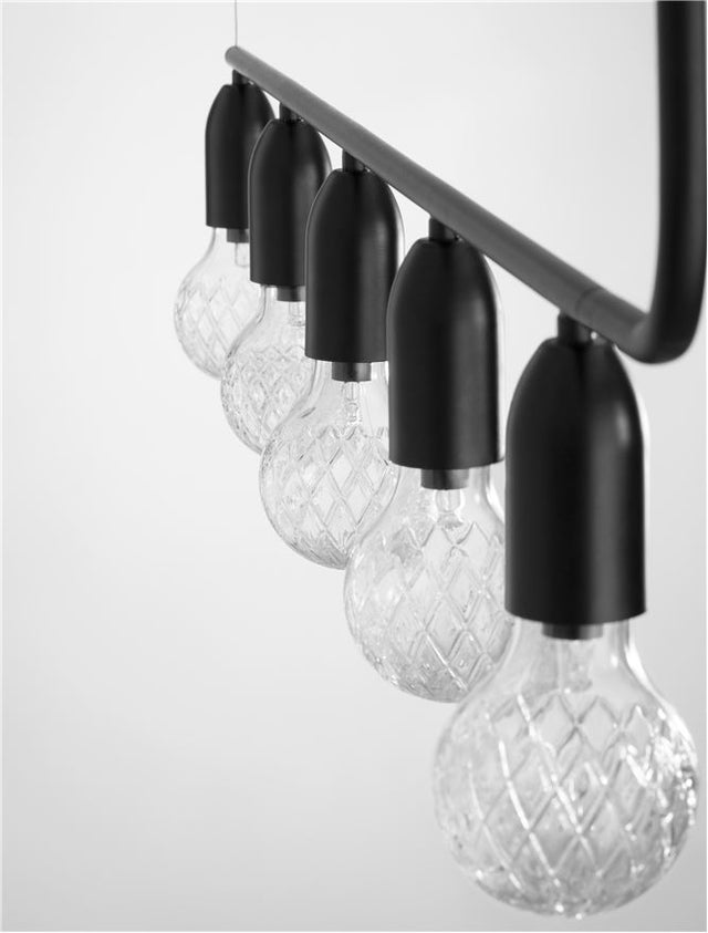 VEDA Black Metal & Clear Glass LED G9 5x6 Watt 230 Volt IP20 Bulb Excluded L: 128 W: 10 H: 120 cm Adjustable height