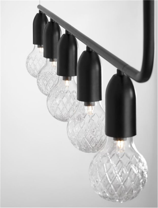 VEDA Black Metal & Clear Glass LED G9 5x6 Watt 230 Volt IP20 Bulb Excluded L: 128 W: 10 H: 120 cm Adjustable height
