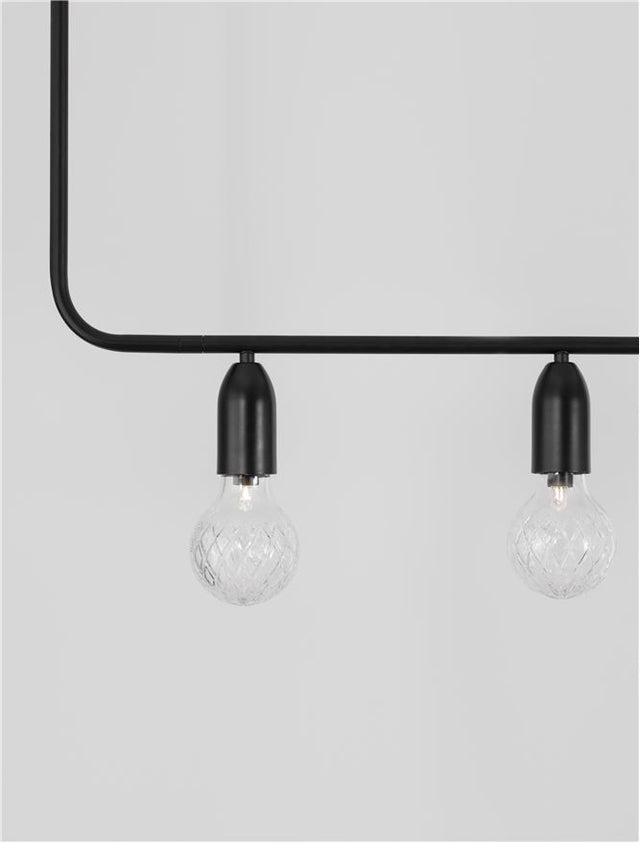 VEDA Black Metal & Clear Glass LED G9 5x6 Watt 230 Volt IP20 Bulb Excluded L: 128 W: 10 H: 120 cm Adjustable height