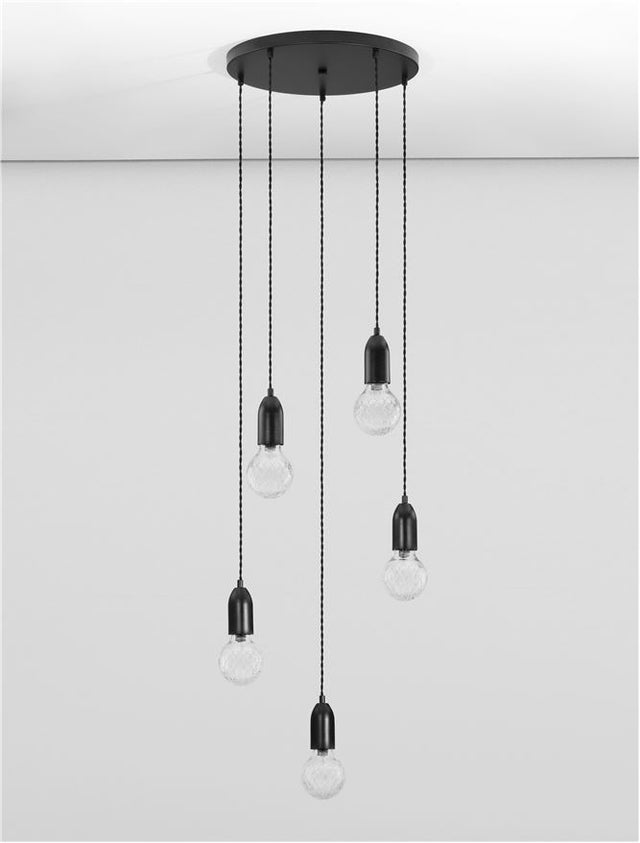 VEDA Black Metal & Clear Glass LED G9 5x6 Watt 230 Volt IP20 Bulb Excluded D: 40 H: 150 cm Adjustable height