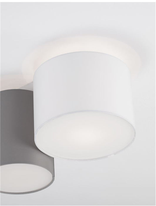 BRYSON Sandy White Metal Base White & Grey Fabric Shade LED E27 2x12 Watt 230 Volt IP20 Bulb Excluded D: 35 W: 20 H: 17 cm