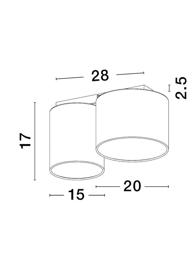 BRYSON Sandy White Metal Base White & Grey Fabric Shade LED E27 2x12 Watt 230 Volt IP20 Bulb Excluded D: 35 W: 20 H: 17 cm
