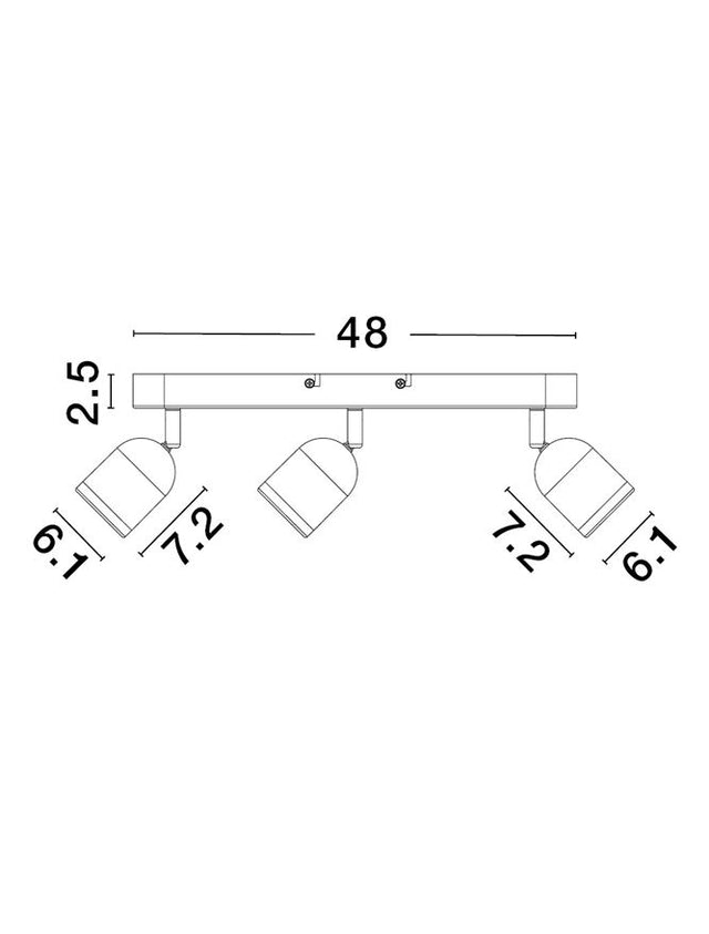 ORSON Sandy White Metal LED GU10 3x10 Watt 230 Volt IP44 Bulb Excluded L: 48 W: 8 H: 9.7 cm Rotating & Adjustable