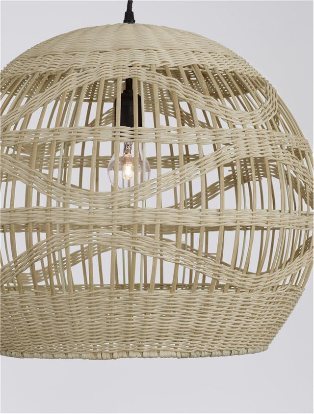 MARLO Natural Rattan Black Fabric Wire & Base LED E27 1x12 Watt 230 Volt IP20 Bulb Excluded D: 48.5 H1: 41.5 H2: 205 cm Adjustable height