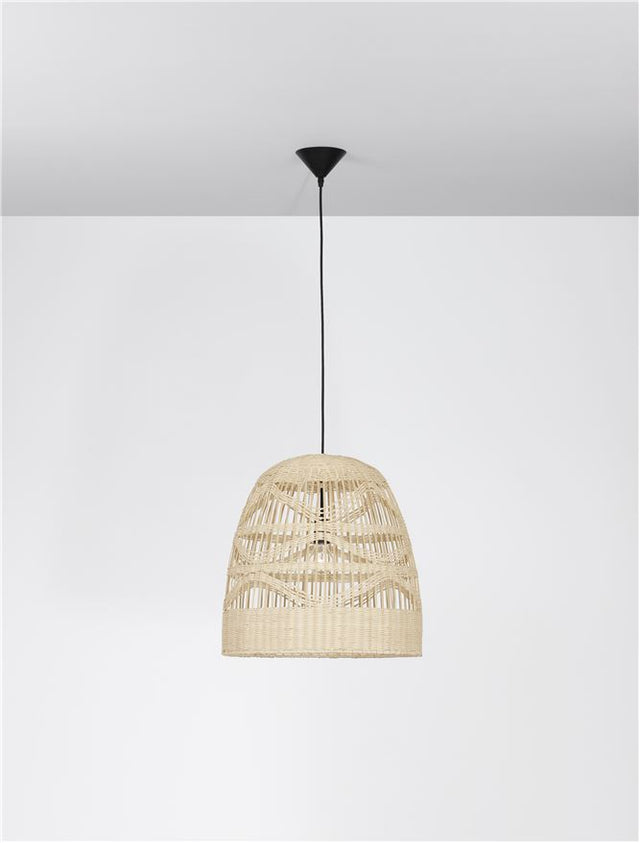 MARLO Natural Rattan Black Fabric Wire & Base LED E27 1x12 Watt 230 Volt IP20 Bulb Excluded D: 46 H 1: 46 H 2: 200 cm Adjustable height