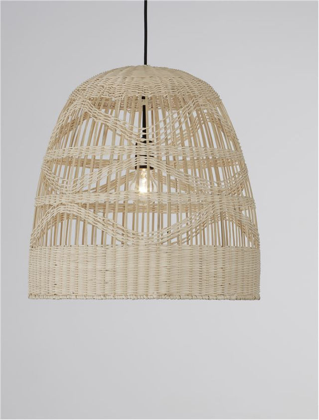 MARLO Natural Rattan Black Fabric Wire & Base LED E27 1x12 Watt 230 Volt IP20 Bulb Excluded D: 46 H 1: 46 H 2: 200 cm Adjustable height
