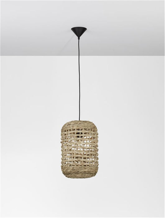 GRIFFIN Dried Water Hyacinth Black Fabric Wire & Base LED E27 1x12 Watt 230 Volt IP20 Bulb Excluded D: 27 H1: 42.5 H2: 185 cm Adjustable height