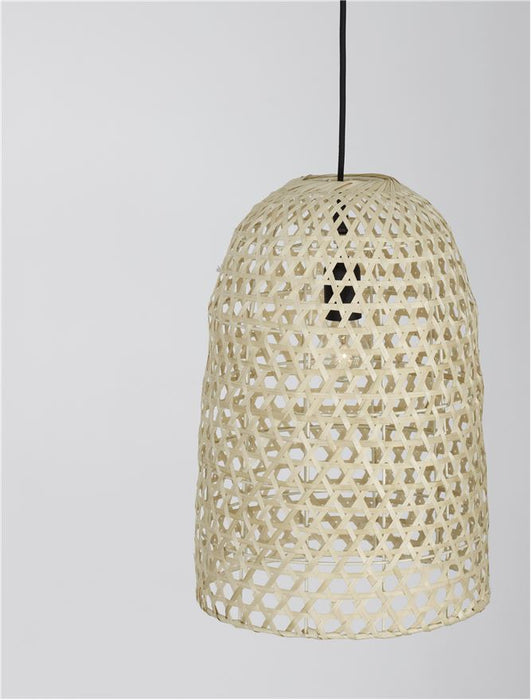 AURORA Natural Rattan Black Fabric Wire & Base LED E27 1x12 Watt 230 Volt IP20 Bulb Excluded D: 30 H1: 43 H2: 190 cm Adjustable height