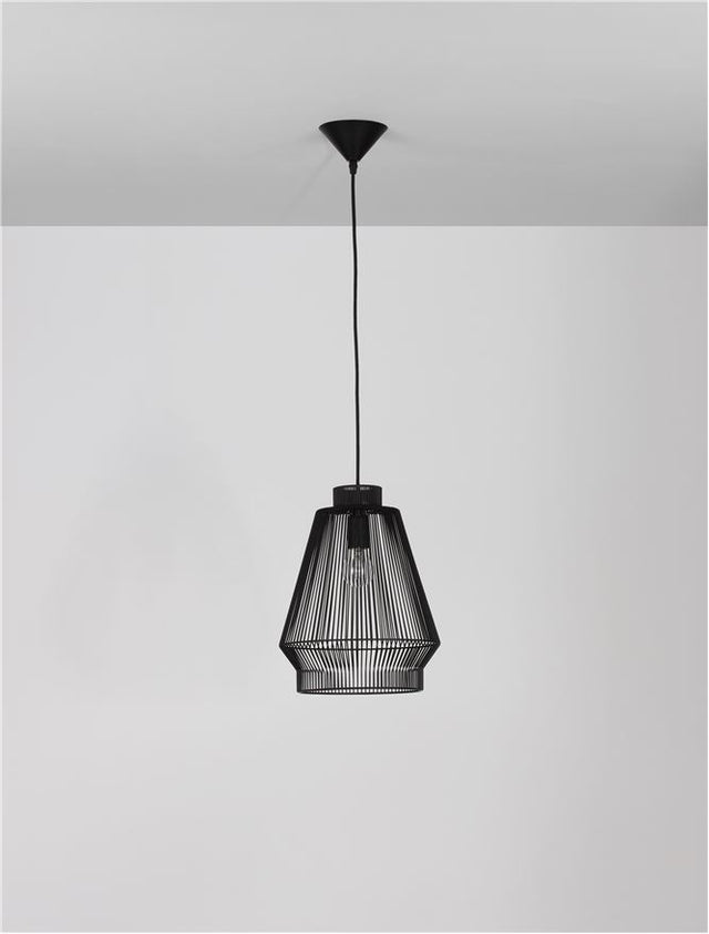 BREDO Black Aluminium Black Fabric Wire & Base LED E27 1x12 Watt 230 Volt IP20 Bulb Excluded D: 27.5 H1: 35 H2: 185 cm Adjustable height
