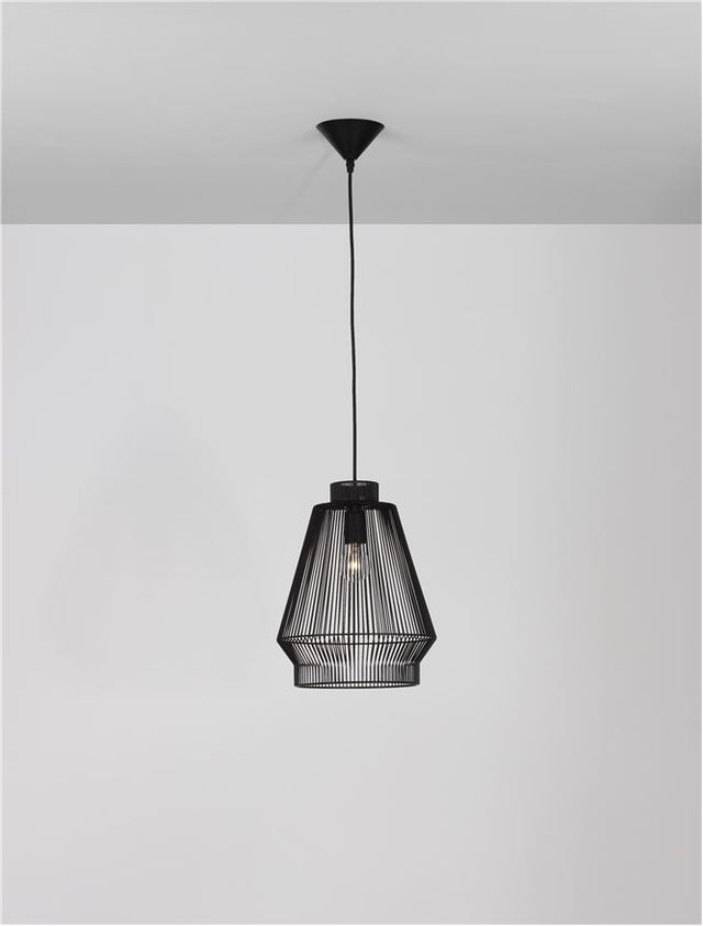 BREDO Black Aluminium Black Fabric Wire & Base LED E27 1x12 Watt 230 Volt IP20 Bulb Excluded D: 27.5 H1: 35 H2: 185 cm Adjustable height
