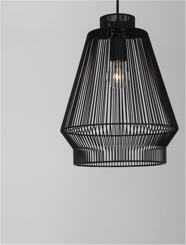BREDO Black Aluminium Black Fabric Wire & Base LED E27 1x12 Watt 230 Volt IP20 Bulb Excluded D: 27.5 H1: 35 H2: 185 cm Adjustable height