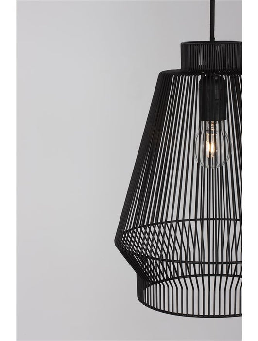 BREDO Black Aluminium Black Fabric Wire & Base LED E27 1x12 Watt 230 Volt IP20 Bulb Excluded D: 27.5 H1: 35 H2: 185 cm Adjustable height