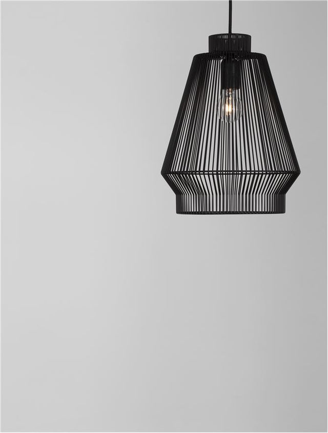 BREDO Black Aluminium Black Fabric Wire & Base LED E27 1x12 Watt 230 Volt IP20 Bulb Excluded D: 27.5 H1: 35 H2: 185 cm Adjustable height