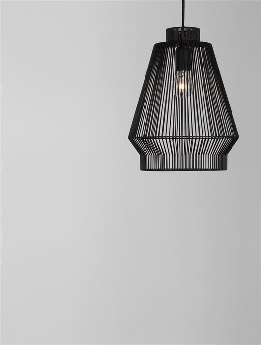 BREDO Black Aluminium Black Fabric Wire & Base LED E27 1x12 Watt 230 Volt IP20 Bulb Excluded D: 27.5 H1: 35 H2: 185 cm Adjustable height