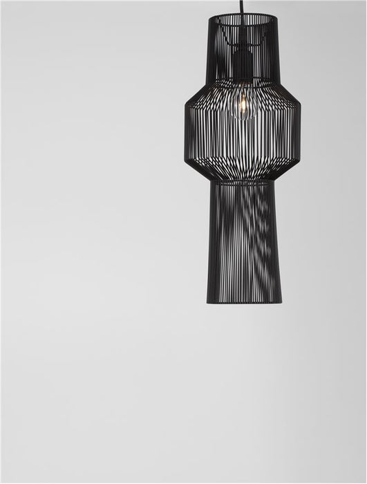 BREDO Black Aluminium Black Fabric Wire & Base LED E27 1x12 Watt 230 Volt IP20 Bulb Excluded D: 21 H1: 51.5 H2: 195 cm Adjustable height