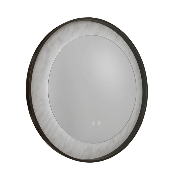 Luxo LED Mirror, Matt Black Metal with Marble Effect