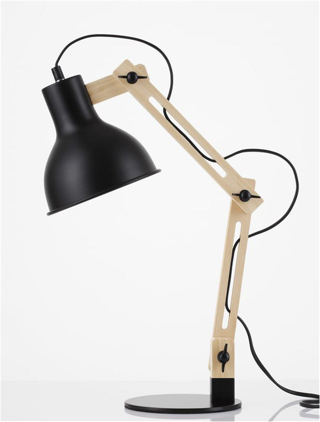 GROU Matt Black Metal & Wood LED E27 1x12 Watt 230 Volt Switch On / Off IP20 Bulb Excluded Cable Length: 160 cm D: 15 W: 41.3 H: 45.5 cm