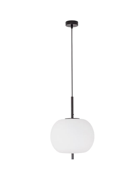 LATO Black Metal & Opal Glass Black Fabric Wire LED E27 1x12 Watt 230 Volt IP20 Bulb Excluded D: 30 H: 120 cm Adjustable height