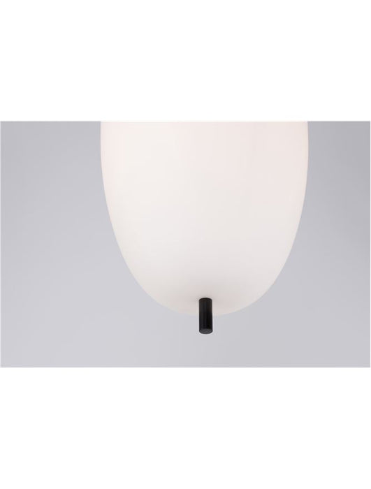 LATO Black Metal & Opal Glass Black Fabric Wire LED E27 1x12 Watt 230 Volt IP20 Bulb Excluded D: 27 H: 120 cm Adjustable height