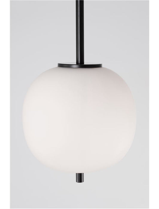 LATO Black Metal & Opal Glass Black Fabric Wire LED E14 1x5 Watt 230 Volt IP20 Bulb Excluded D: 18.5 H: 120 cm Adjustable height