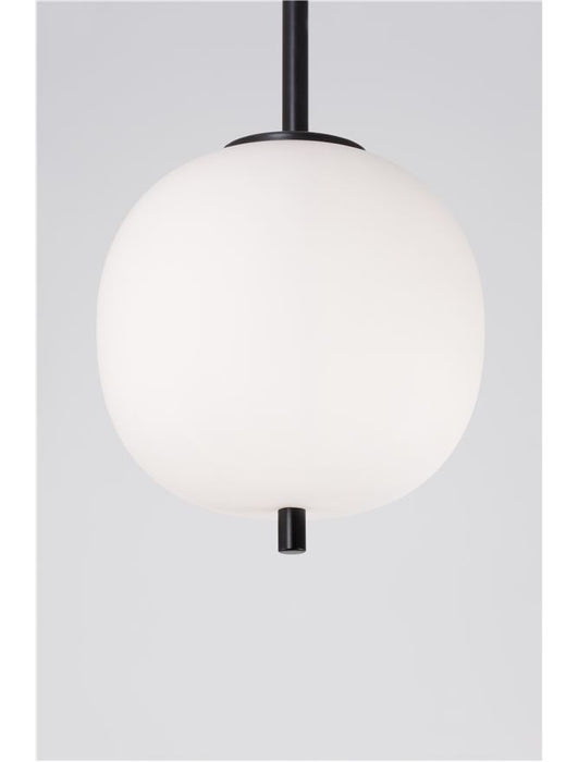 LATO Black Metal & Opal Glass Black Fabric Wire LED E14 1x5 Watt 230 Volt IP20 Bulb Excluded D: 18.5 H: 120 cm Adjustable height
