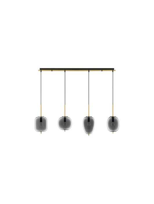 LATO Brass Gold Metal & Smoky Glass Black Fabric Wire LED E14 4x5 Watt 230 Volt IP20 Bulb Excluded L: 110 W: 18.5 H: 120 cm Adjustable height