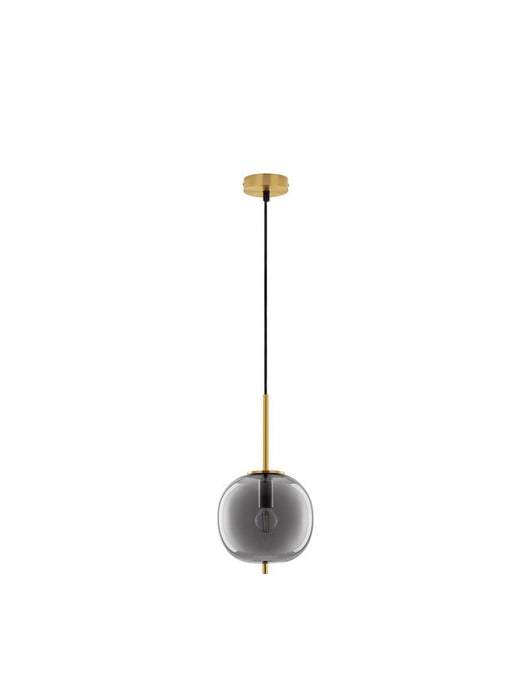LATO Brass Gold Metal & Smoky Glass Black Fabric Wire LED E14 1x5 Watt 230 Volt IP20 Bulb Excluded D: 18.5 H: 120 cm Adjustable height