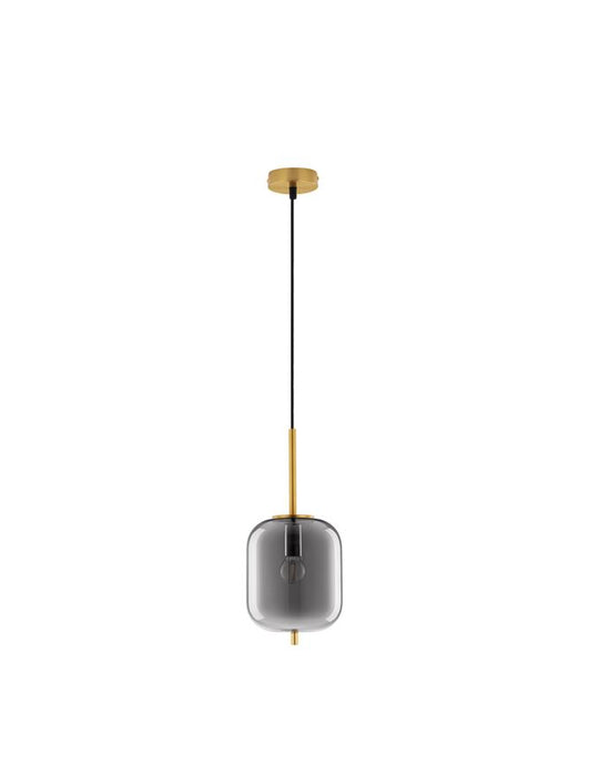 LATO Brass Gold Metal & Smoky Glass Black Fabric Wire LED E14 1x5 Watt 230 Volt IP20 Bulb Excluded D: 16.5 H: 120 cm Adjustable height