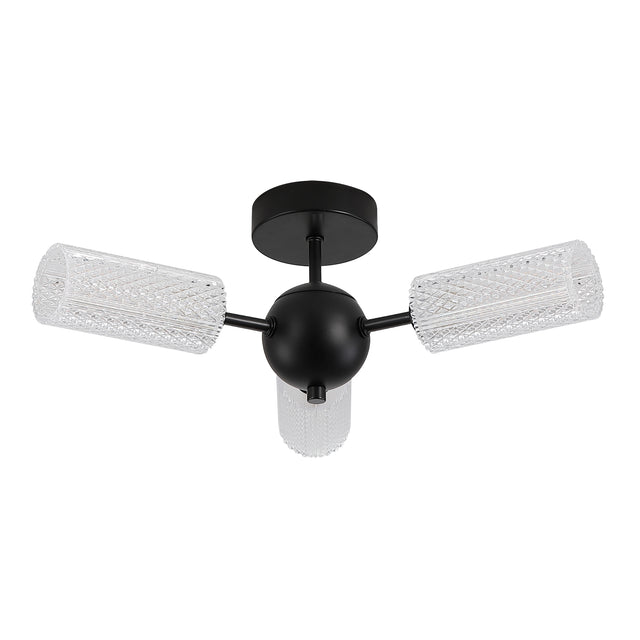 Cosmic 3Lt Semi-flush Black Metal with Textured Acrylic