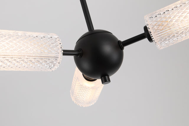 Cosmic 3Lt Semi-flush Black Metal with Textured Acrylic