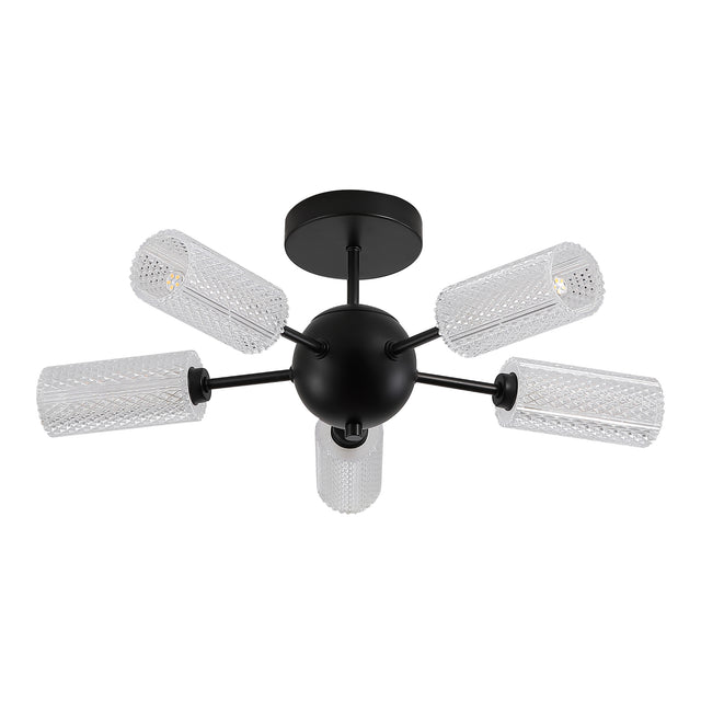 Cosmic 5Lt Semi-flush Black Metal with Textured Acrylic