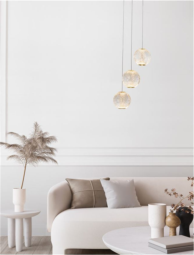 BRILLANTE Triac Dimmable Gold Aluminium & Acrylic LED 16 Watt 230 Volt 665Lm 3200K IP20 D: 22 H: 120 cm Adjustable Height