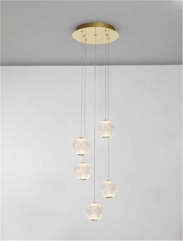 BRILLANTE Triac Dimmable Gold Aluminium & Acrylic LED 26 Watt 230 Volt 1213Lm 3200K IP20 D: 27 H: 120 cm Adjustable Height