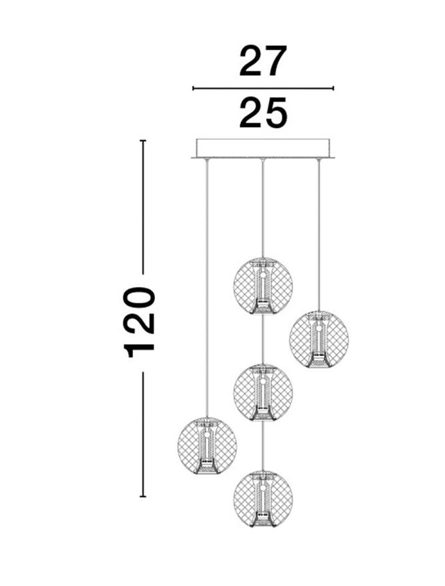 BRILLANTE Triac Dimmable Gold Aluminium & Acrylic LED 26 Watt 230 Volt 1213Lm 3200K IP20 D: 27 H: 120 cm Adjustable Height