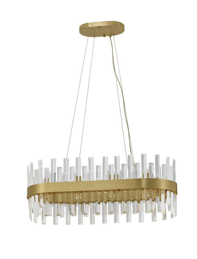 CROWN Satin Gold Metal & Clear Crystal (56 pcs) LED G9 10x5 Watt 230 Volt IP20 Bulb Excluded L: 80 W: 36 H: 120 cm Adjustable Height