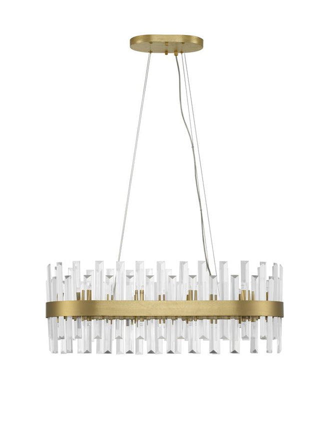 CROWN Satin Gold Metal & Clear Crystal (56 pcs) LED G9 10x5 Watt 230 Volt IP20 Bulb Excluded L: 80 W: 36 H: 120 cm Adjustable Height