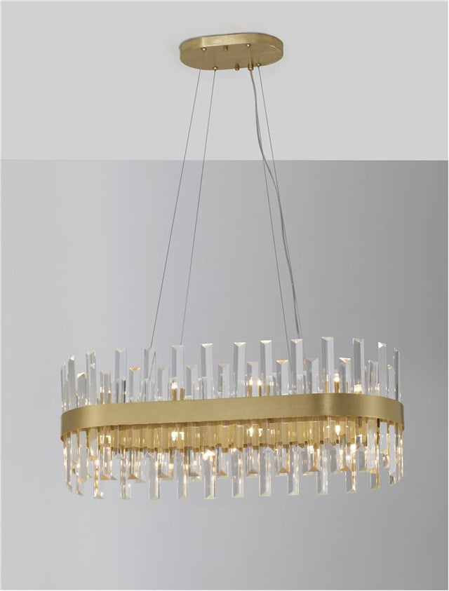 CROWN Satin Gold Metal & Clear Crystal (56 pcs) LED G9 10x5 Watt 230 Volt IP20 Bulb Excluded L: 80 W: 36 H: 120 cm Adjustable Height